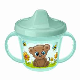 Поильник  200мл  с ручк. с декором зел 4313091/24