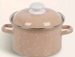 Кастрюля 1,5л цил. Бел. точки карамельно-роз  С1608АП2/8Крр