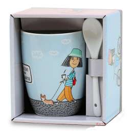 Кружка   -BRJD065-892 Умницы-красавицы  с ложкой