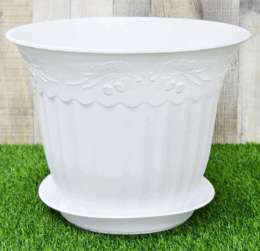 Кашпо  2,5л с подд. d.200  бел.  /25 нк